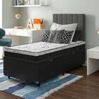Cama Box Baú Solteiro + Colchão D33 One Face - Couro Preto