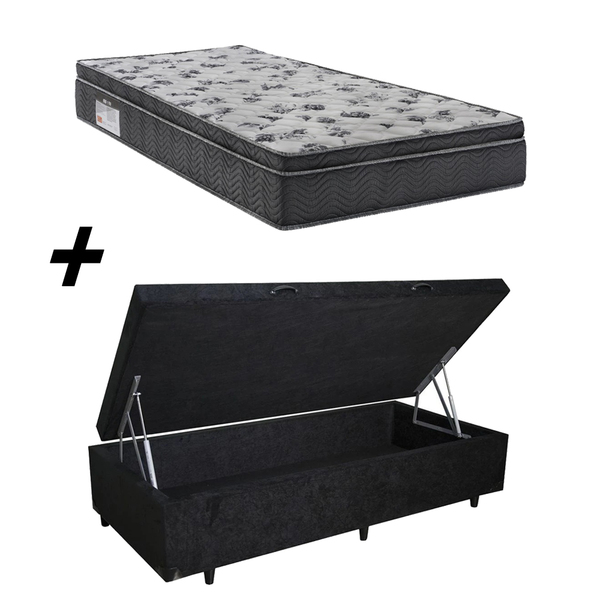 Cama Box Baú Solteiro + Colchão Ortobom Iso 1.0.0 Ortopillow