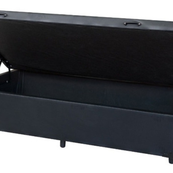 Cama Box Baú Solteiro Blindado Sintético Preto Com 78cm De La