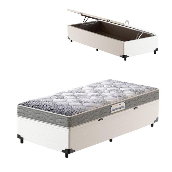 Cama Box Baú Solteiro Branca + Colchão De Espuma D28 - Probel