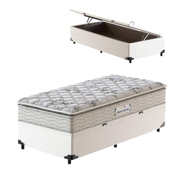 Cama Box Baú Solteiro Branca + Colchão De Espuma D33 - Probel