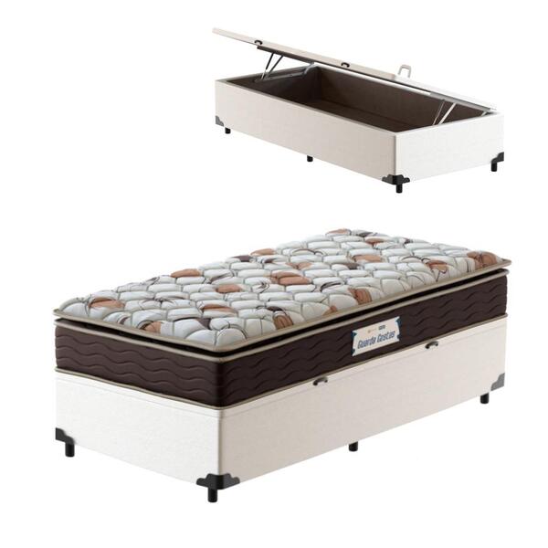 Cama Box Baú Solteiro Branca + Colchão De Espuma D45 Probel G