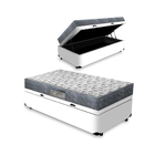 Cama Box Baú Solteiro Branca + Colchão Ortopédico D33 - Ortob