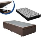 Cama Box Baú Solteiro Colchão Espuma D33 + Box Marrom 53x88x1