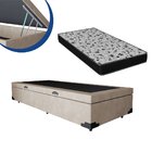 Cama Box Baú Solteiro Colchão Espuma D33 Bordado + Box Bege 5