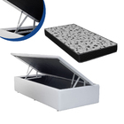 Cama Box Baú Solteiro Colchão Espuma D33 Bordado + Box Sintét