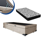 Cama Box Baú Solteiro Colchão Espuma D33 Bordado + Box Suede