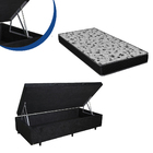 Cama Box Baú Solteiro Colchão Espuma D33 Bordado + Box Suede