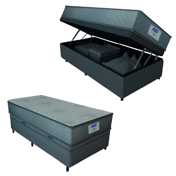 Cama Box Baú Solteiro Colchão Gazin Com Molas Ensacadas Vibe
