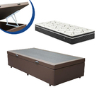 Cama Box Baú Solteiro Colchão Molas Bonnel + Box Sintético Ma