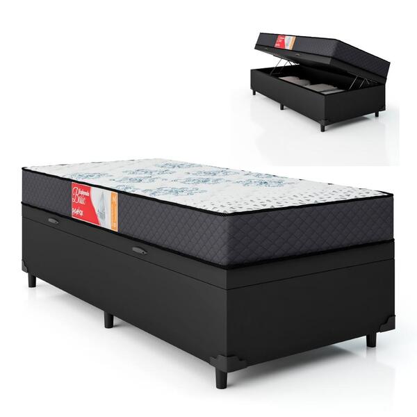 Cama Box Baú Solteiro Colchão Molas Esplanada 88x188x58cm Gra