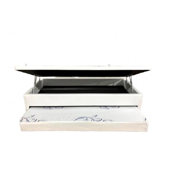 Cama Box Baú Solteiro Com Auxiliar Ortopédica Corino Branco 7