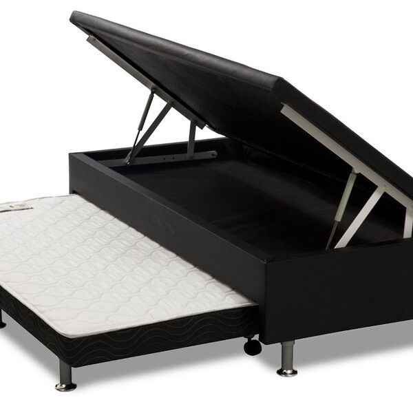 Cama Box Bau Solteiro Com Auxiliar Semi Ortopedica Corino 78x