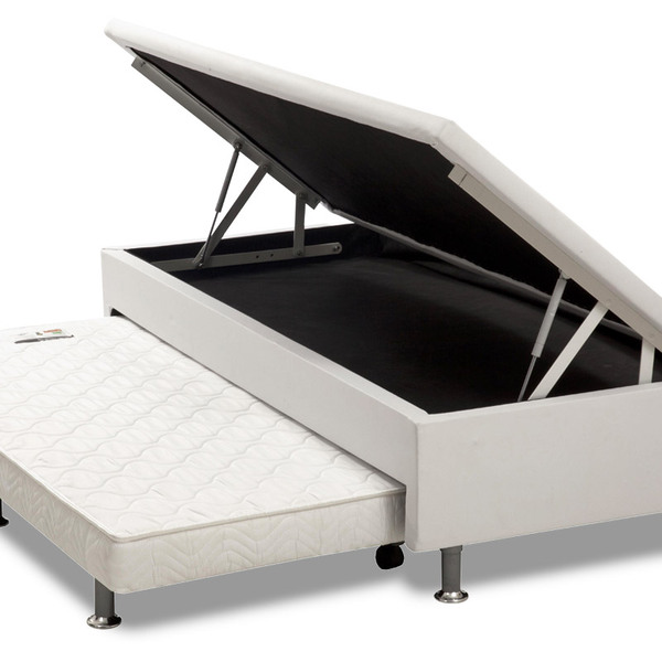 Cama Box Bau Solteiro Com Auxiliar Semi Ortopedica Corino 78x