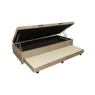 Cama Box Bau Solteiro Com Auxiliar Semi Ortopedica Suede Cinz