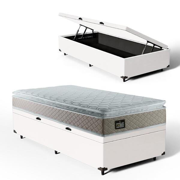 Cama Box Baú Solteiro com Colchão de Espuma D45 Strong One Fa