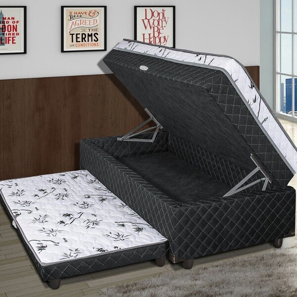 Cama Box Baú Solteiro Conjugado Molas Solteiro Com Auxiliar 0