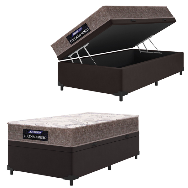 Cama Box Baú Solteiro Gazin Colchão Com Espuma 88x188x58cm Ca