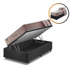 Cama Box Baú Solteiro King Preto + Colchão Molas Ensacadas Vi