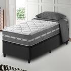 Cama Box Baú Solteiro King Preto + Colchão Molas Ensacadas Zi