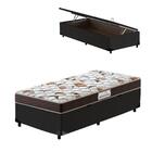 Cama Box Baú Solteiro Preta + Colchão De Espuma D45 - Probel