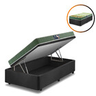 Cama Box Baú Solteiro Preta + Colchão Espuma D70/d28 Atlanta