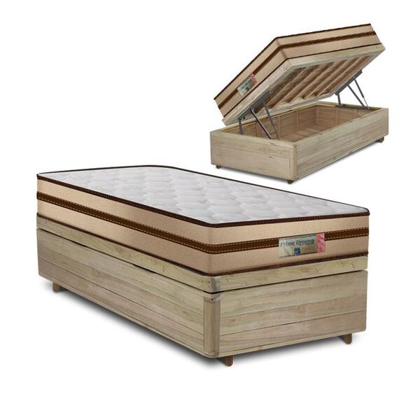 Cama Box Baú Solteiro Rústica + Colchão De Molas Ensacadas -