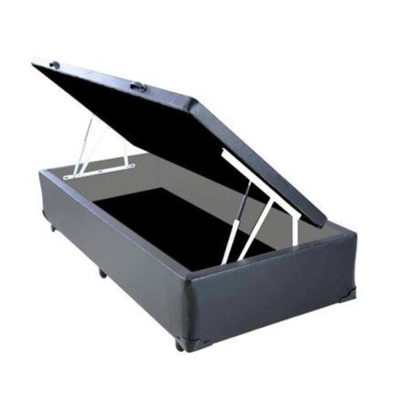 Cama Box Baú Solteiro Sintético Cinza - 39x88x188