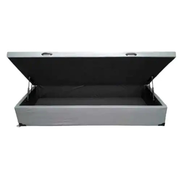Cama Box Baú Solteiro Sintético Cinza Com Pistão A Gás - Suít