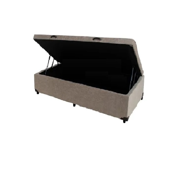 Cama Box Baú Solteiro Suede Bege Com 78cm De Largura