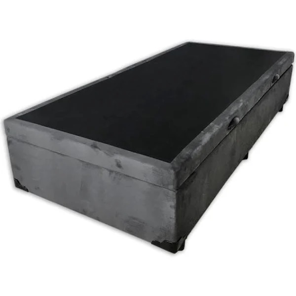 Cama Box Baú Solteiro Suede Cinza Com 78cm De Largura