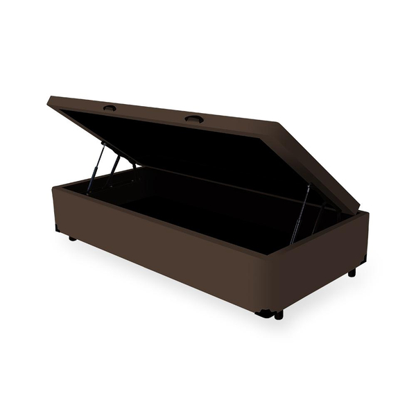 Cama Box Baú Solteiro Suede Marrom Com 78cm De Largura