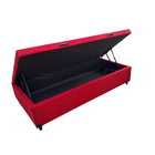 Cama Box Baú Solteiro Suede Vermelho Com Pistão A Gás - Estru