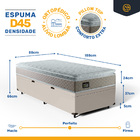 Cama Box Baú Solterio com Colchão de Espuma D45 Strong One Fa