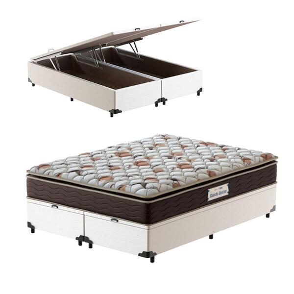 Cama Box Baú Super King Branca + Colchão De Espuma D45 Probel