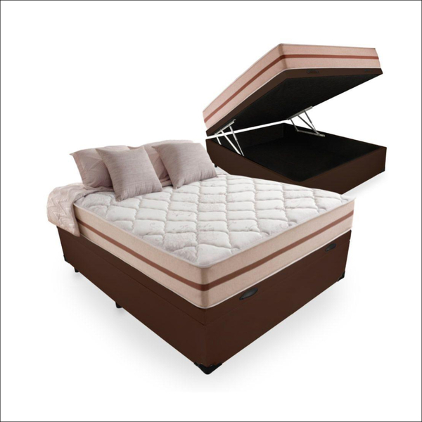Cama Box Baú Viúva + Colchão De Molas Ensacadas - Anjos - Cla
