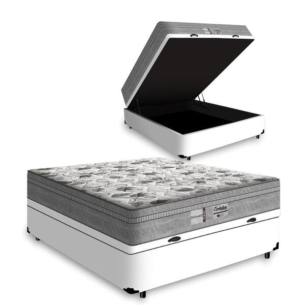 Cama Box Baú Viúva Branca + Colchão De Molas Ensacadas - Prob