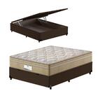 Cama Box Baú Viúva Marrom + Colchão De Molas Ensacadas- Madri