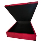 Cama Box Baú Viúvão Blindado Suede Vermelho Com 128cm De Larg