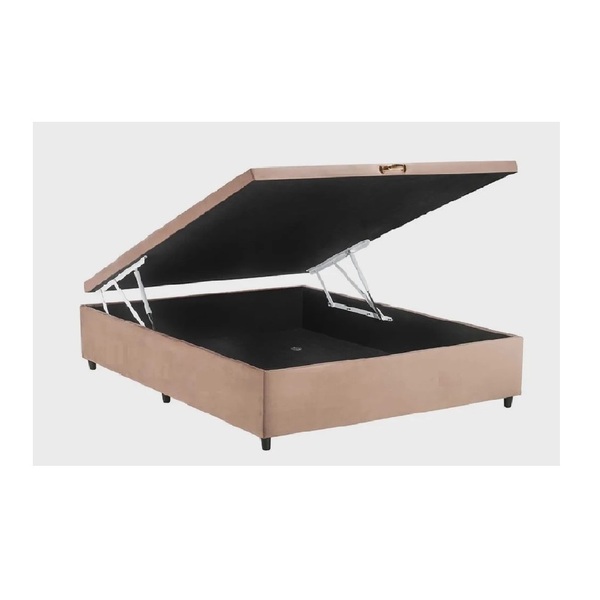 Cama Box Baú Viúvao Suede Rosé  Com 128cm De Largura