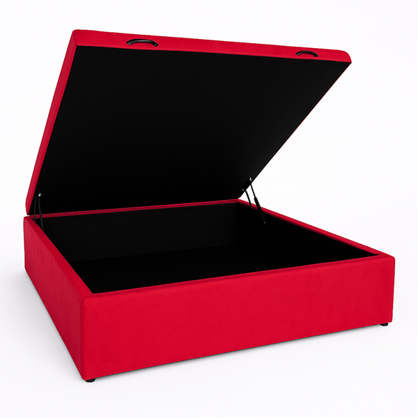 Cama Box Baú Viuvão Suede Vermelho Com Pistão A Gás - Imperiu