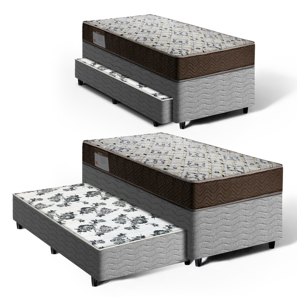 Cama Box Bicama + Colchão Ortobom De Espuma D45 Solteiro Iso