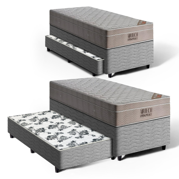 Cama Box Bicama + Colchão Ortobom De Molas Ensacadas Airtech