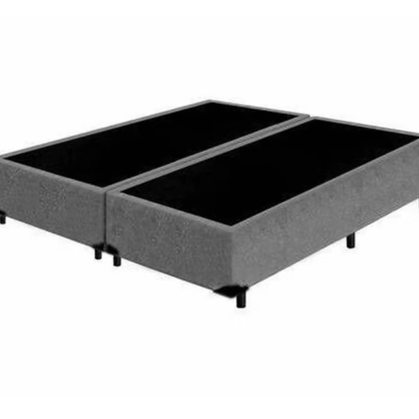 Cama Box Bipartido Casal Sued Cinza 1 38 X 1 88