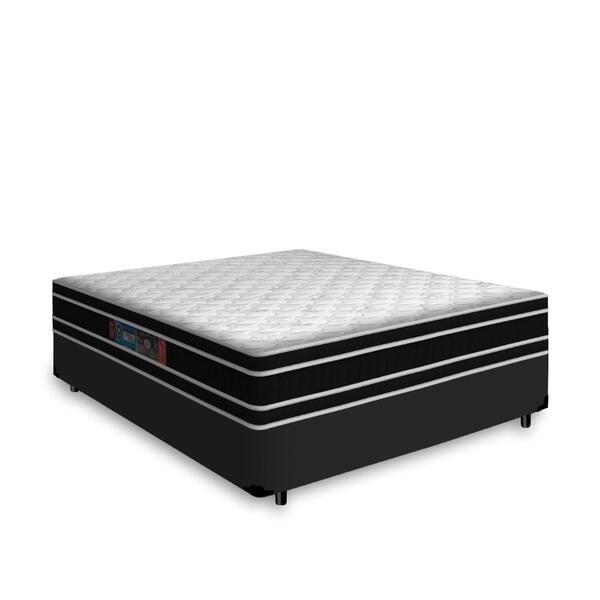 Cama Box Casal + Colchão Castor De Espuma D33 - Black White D