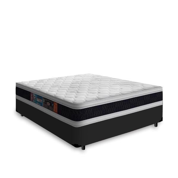 Cama Box Casal + Colchão De Espuma D45 Castor Black White Double