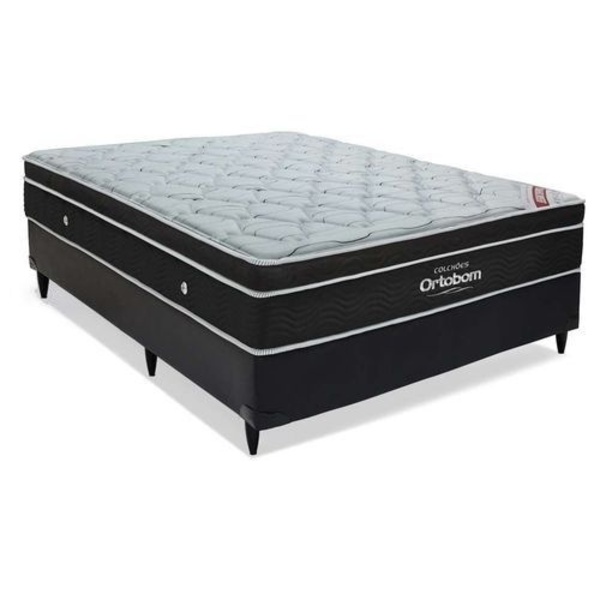 Cama Box Casal + Colchão Ortobom Elegant Molas Superpocket 68