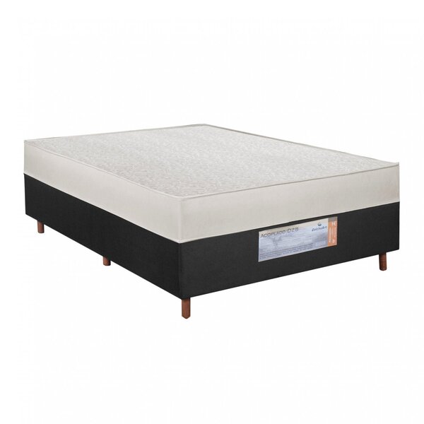 Cama Box Casal Acoplada 188x138x60cm D28 Soft Colchoarte Preto