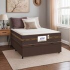 Cama Box Casal Baú Colchão Molas Flora Marrom / Branco