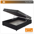 Cama Box Casal Baú Preta + Colchão Washington Espuma D23 Liso